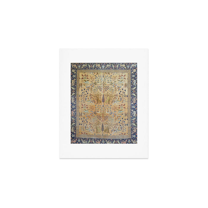 Antique Golden Animal Forest Persian Tabriz Rug Print Art Print Gallery Image 1