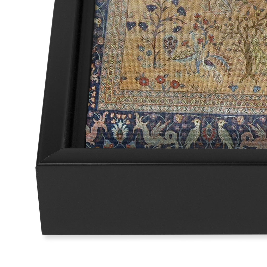 Antique Golden Animal Forest Persian Tabriz Rug Print Framed Canvas Print Gallery Image 3