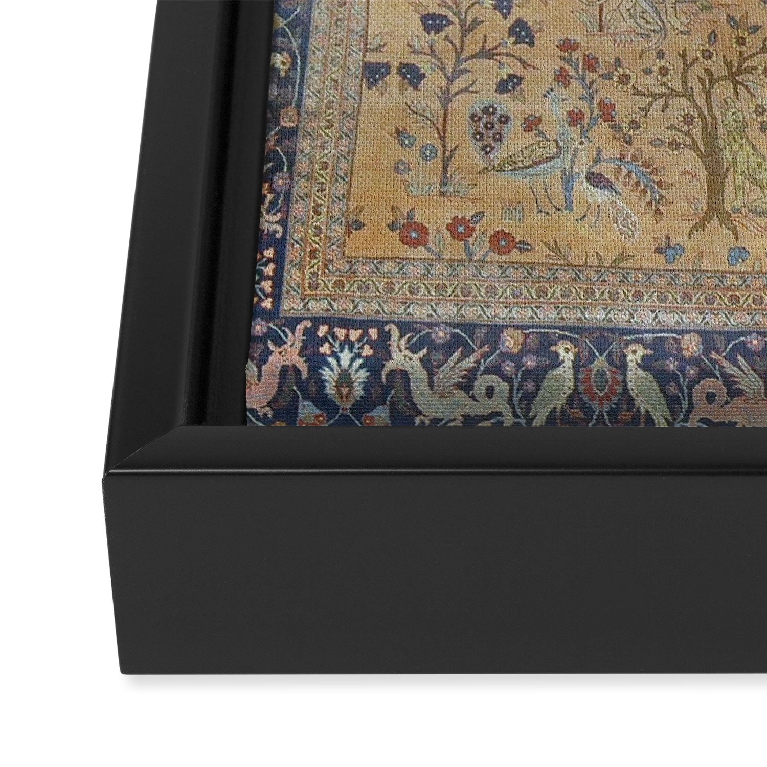 Antique Golden Animal Forest Persian Tabriz Rug Print Framed Canvas Print Gallery Image 3