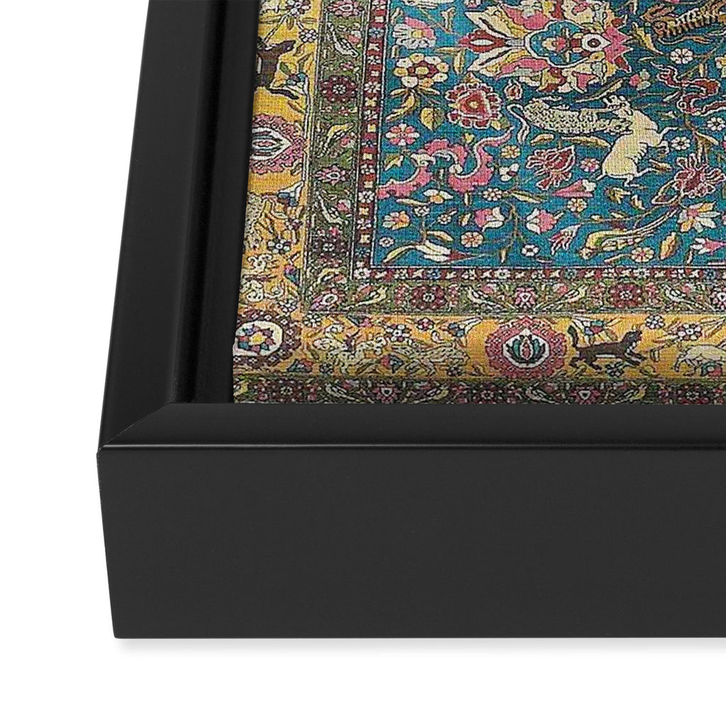 Antique Golden Blue Tehran Persian Rug Framed Canvas Print Gallery Image 3