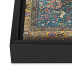 Antique Golden Blue Tehran Persian Rug Framed Canvas Print Gallery Image 3