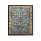 Antique Golden Blue Tehran Persian Rug Framed Canvas Print Gallery Image 6