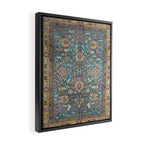 Antique Golden Blue Tehran Persian Rug Framed Canvas Print Gallery Image 2
