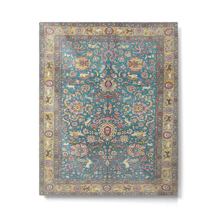 Antique Golden Blue Tehran Persian Rug Metal Print Gallery Image 1