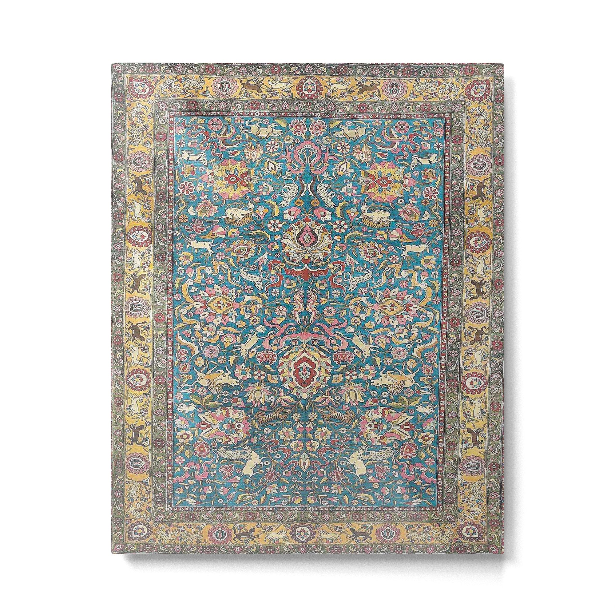 Antique Golden Blue Tehran Persian Rug Metal Print Gallery Image 4