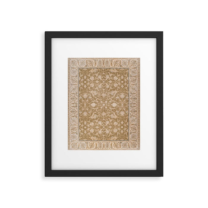 Antique Indian Savonnerie Caramel Beige Framed Art Print Gallery Image 1