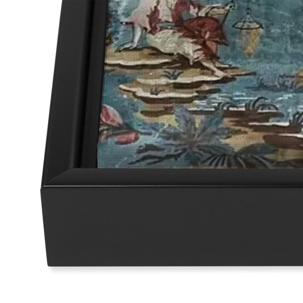 Antique Italian Chinoiserie 18th Century Fresco Framed Canvas Print Gallery Image 3