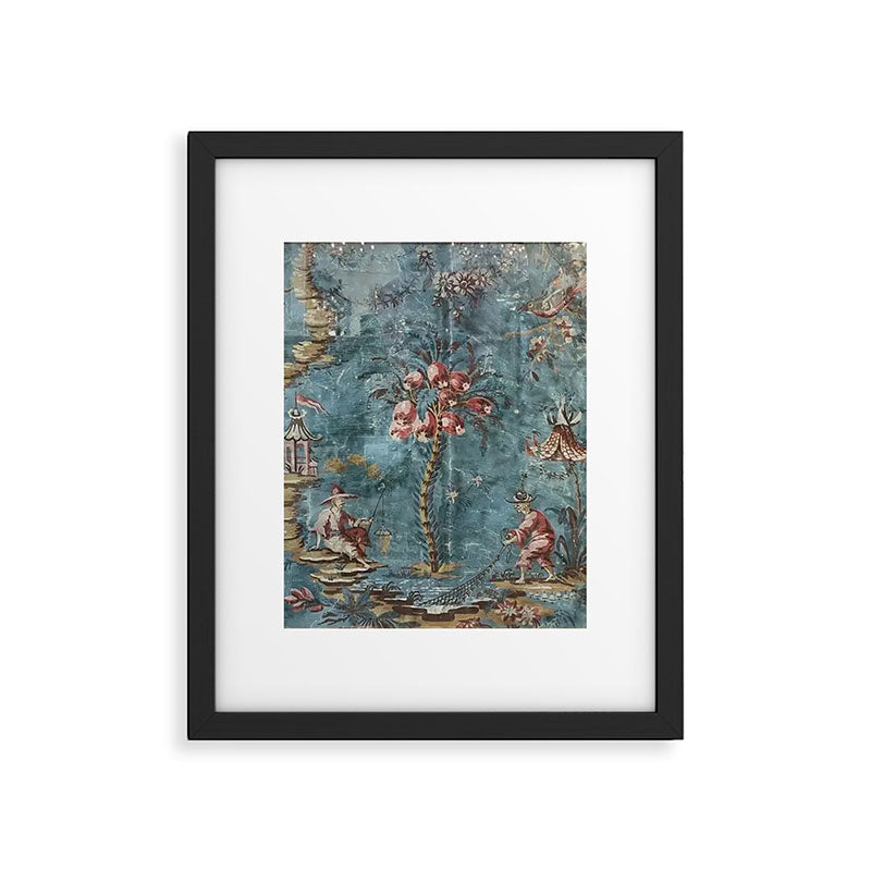 Antique Italian Chinoiserie 18th Century Fresco Framed Art Print Gallery Image 5