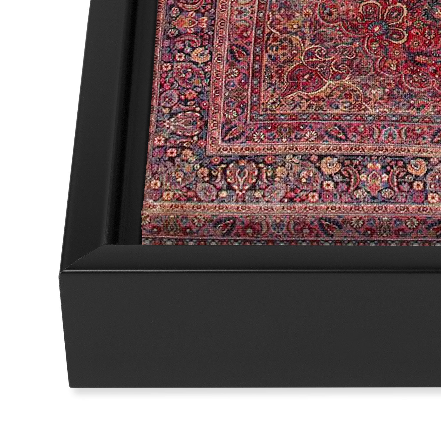 Antique Kashmar Persian Rose Red Framed Canvas Print Gallery Image 3