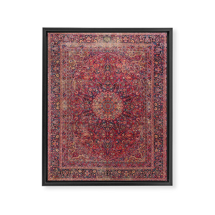 Antique Kashmar Persian Rose Red Framed Canvas Print Gallery Image 1