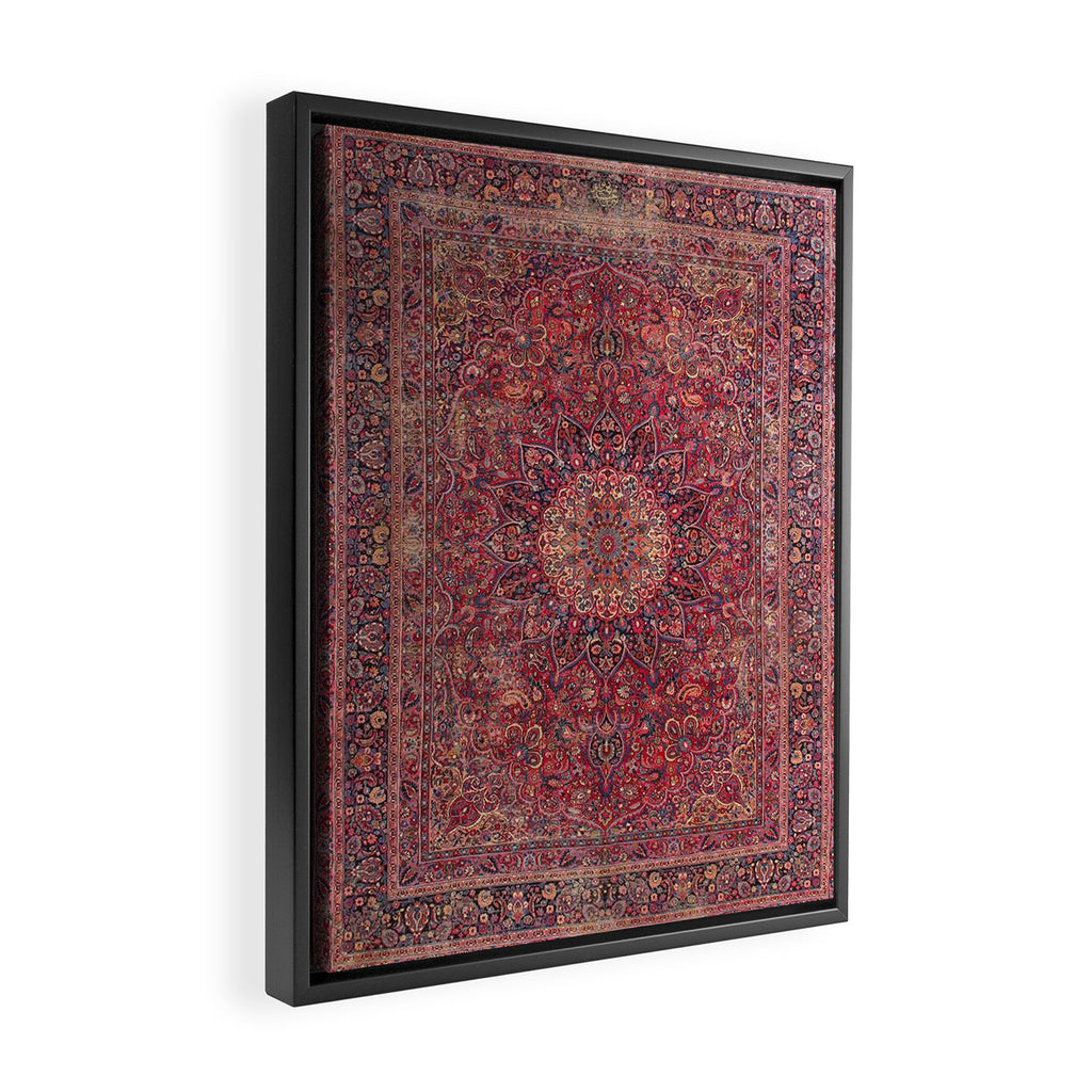 Antique Kashmar Persian Rose Red Framed Canvas Print Gallery Image 2
