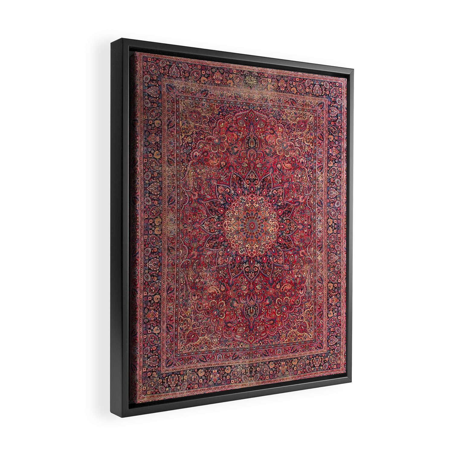 Antique Kashmar Persian Rose Red Framed Canvas Print Gallery Image 2