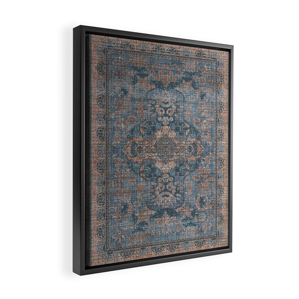 Antique Oriental Persian Blue Rust Framed Canvas Print Gallery Image 2