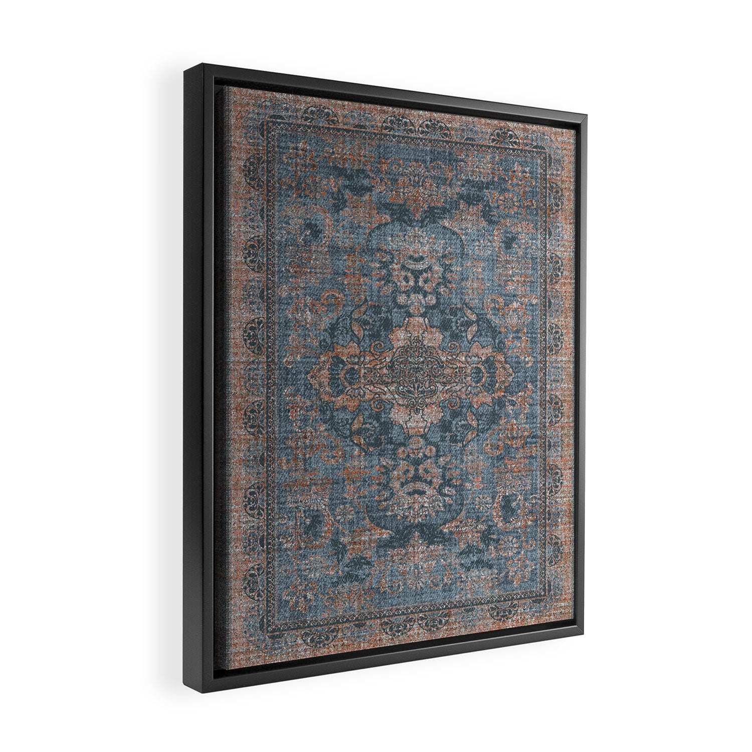 Antique Oriental Persian Blue Rust Framed Canvas Print Gallery Image 2