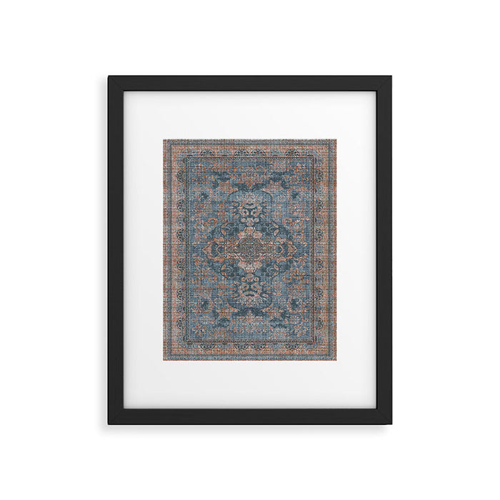 Antique Oriental Persian Blue Rust Framed Art Print Gallery Image 1