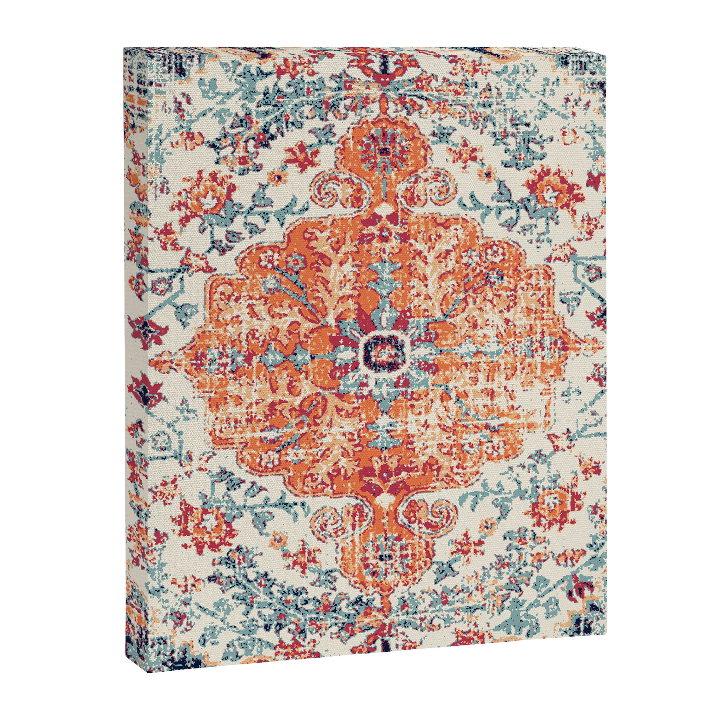 Antique Oriental Persian Burnt Orange & Aqua Canvas Print Gallery Image 6