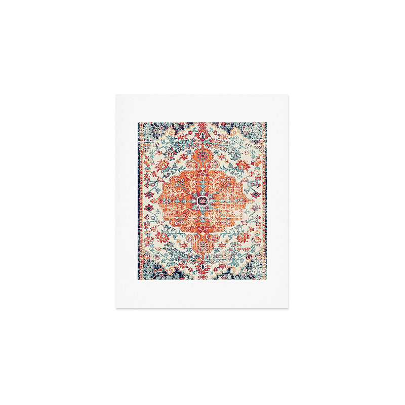Antique Oriental Persian Burnt Orange & Aqua Art Print Gallery Image 1