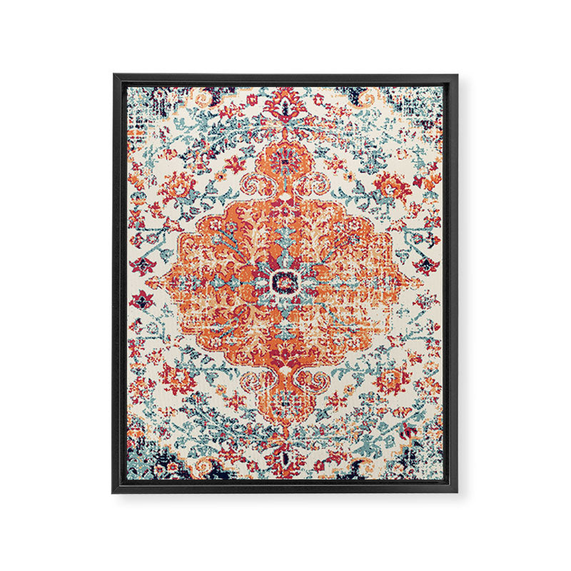 Antique Oriental Persian Burnt Orange & Aqua Framed Canvas Print Gallery Image 6
