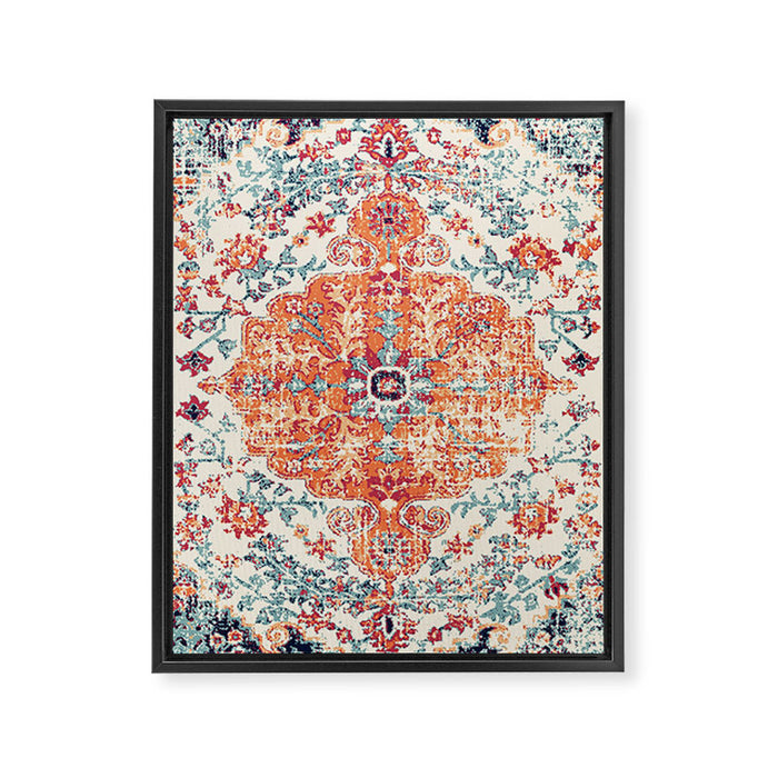 Antique Oriental Persian Burnt Orange & Aqua Framed Canvas Print Gallery Image 1