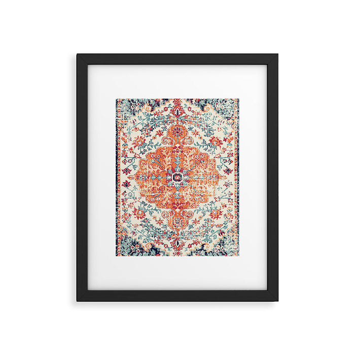 Antique Oriental Persian Burnt Orange & Aqua Framed Art Print Gallery Image 1