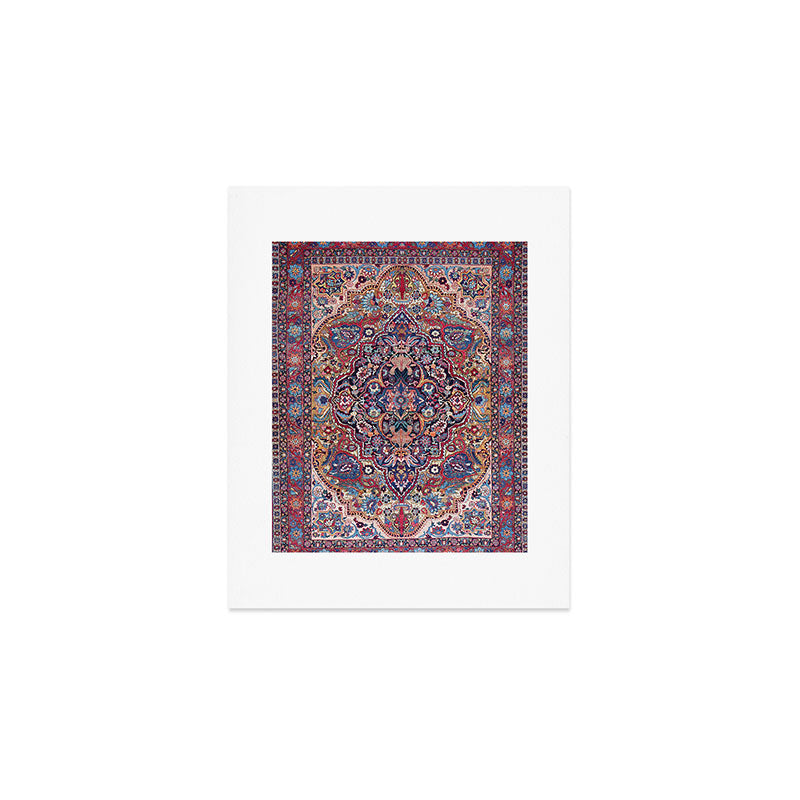 Antique Ornate Plum Spice Persian Kirman Rug Art Print Gallery Image 1