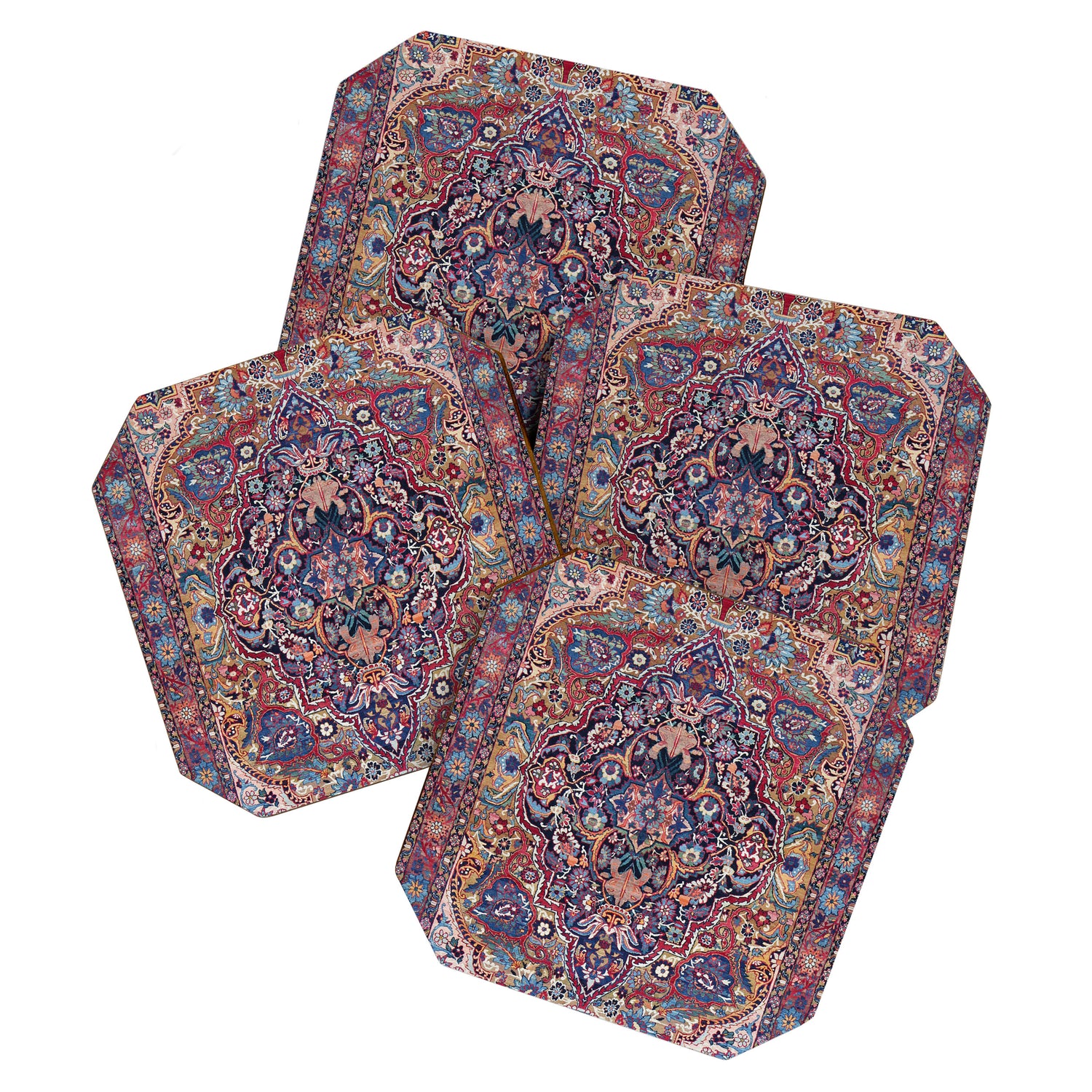 Antique Ornate Plum Spice Persian Kirman Rug Coaster Gallery Image 1