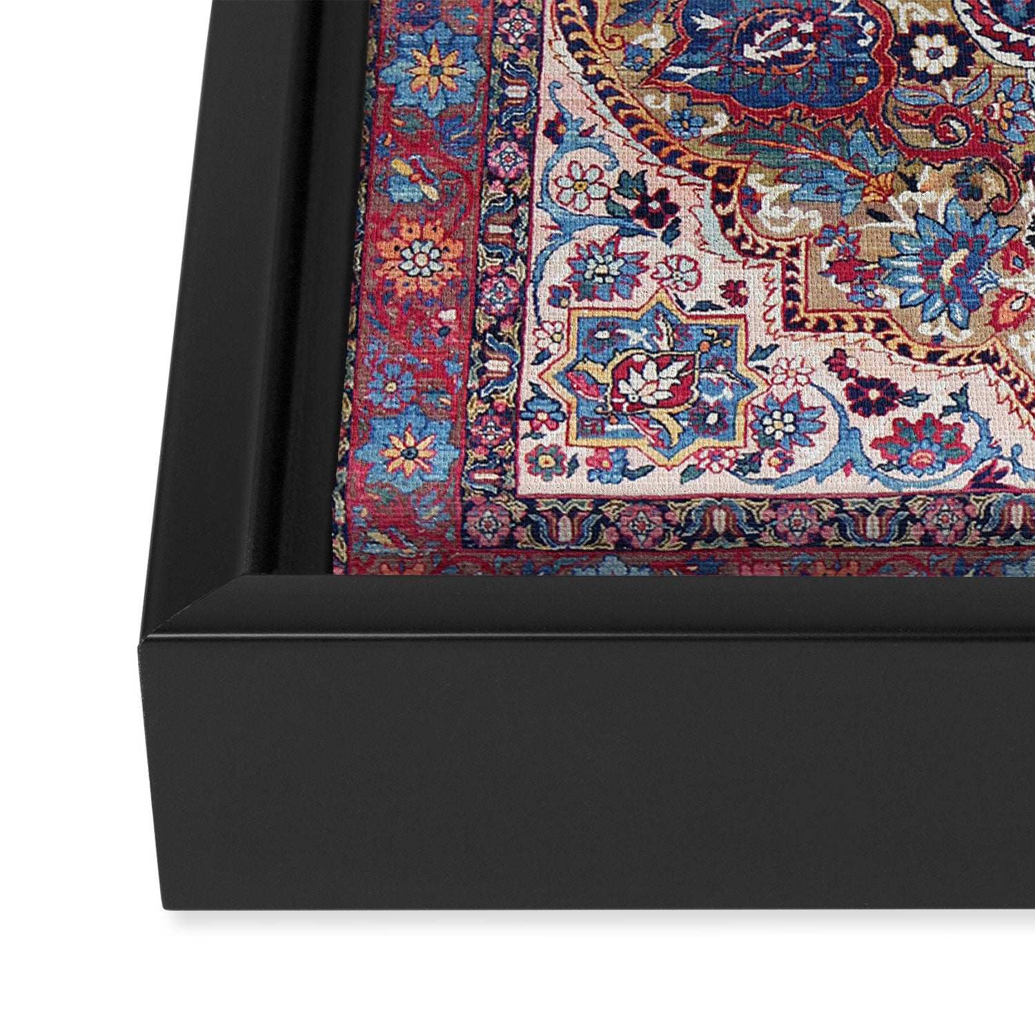 Antique Ornate Plum Spice Persian Kirman Rug Framed Canvas Print Gallery Image 3