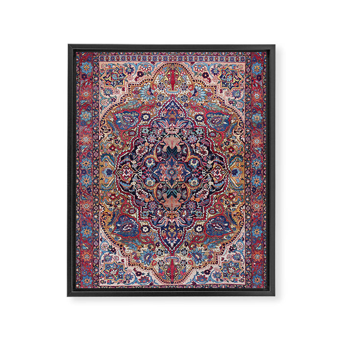 Antique Ornate Plum Spice Persian Kirman Rug Framed Canvas Print Gallery Image 1