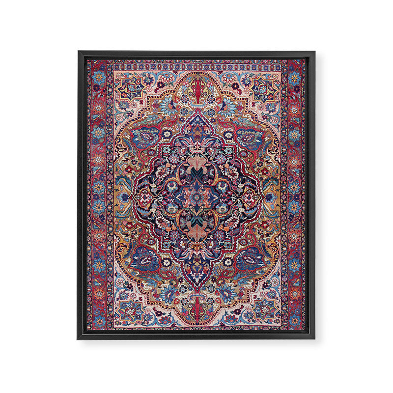 Antique Ornate Plum Spice Persian Kirman Rug Framed Canvas Print Gallery Image 6