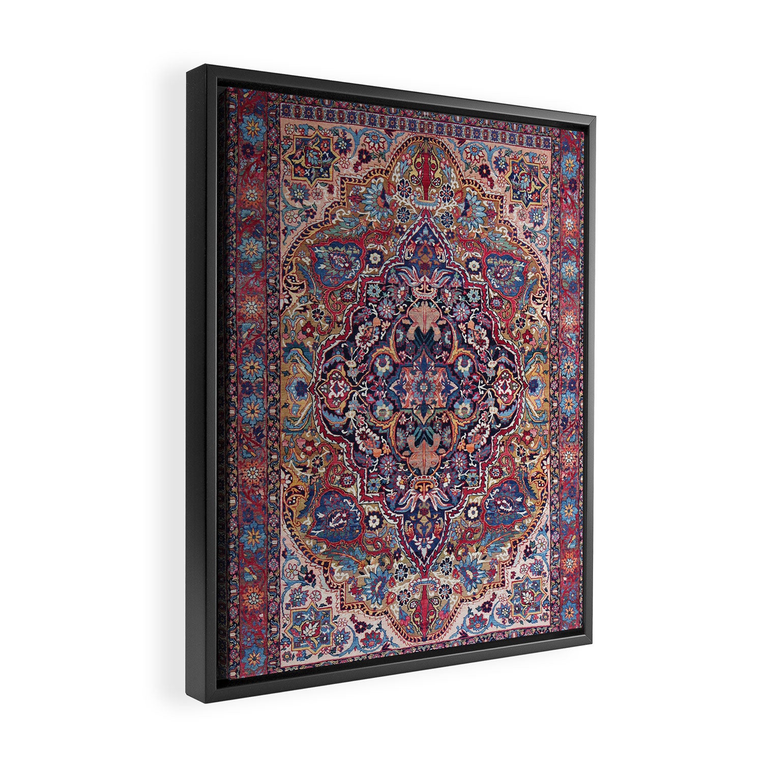 Antique Ornate Plum Spice Persian Kirman Rug Framed Canvas Print Gallery Image 2