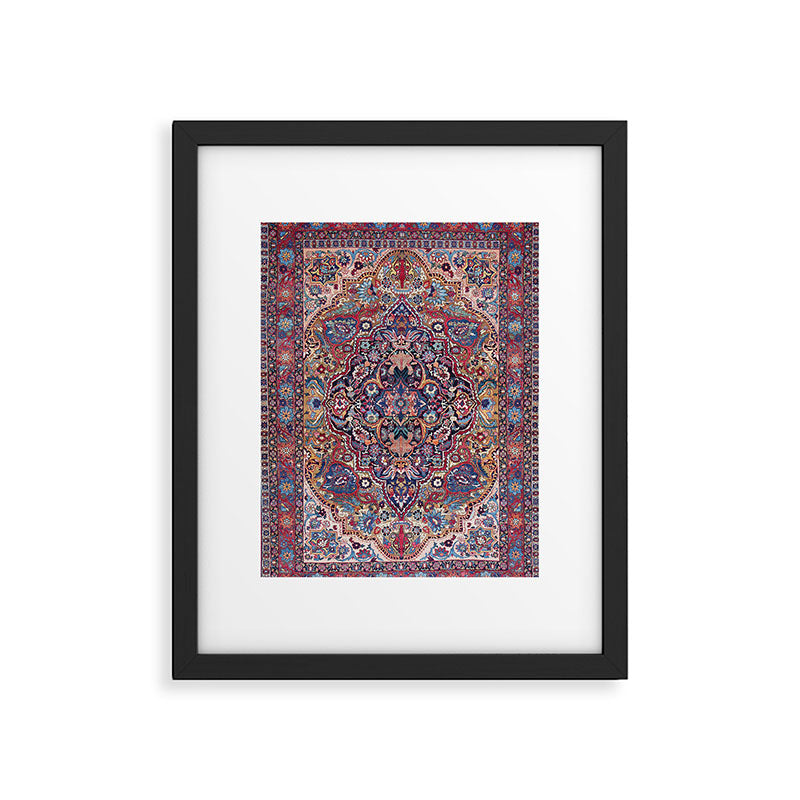 Antique Ornate Plum Spice Persian Kirman Rug Framed Art Print Gallery Image 5