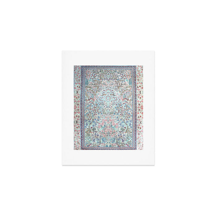 Antique Pastel Blue Persian Kashan Rug Print Art Print Gallery Image 1
