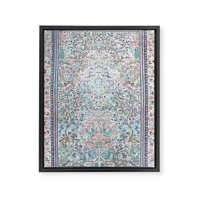 Antique Pastel Blue Persian Kashan Rug Print Framed Canvas Print Gallery Image 6