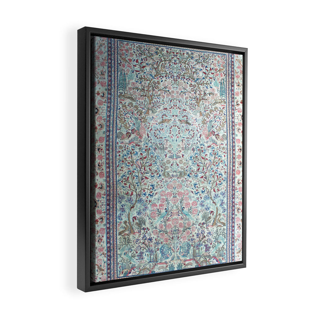 Antique Pastel Blue Persian Kashan Rug Print Framed Canvas Print Gallery Image 2