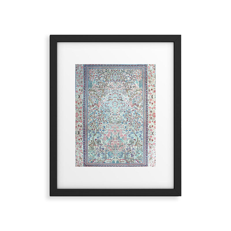 Antique Pastel Blue Persian Kashan Rug Print Framed Art Print Gallery Image 5