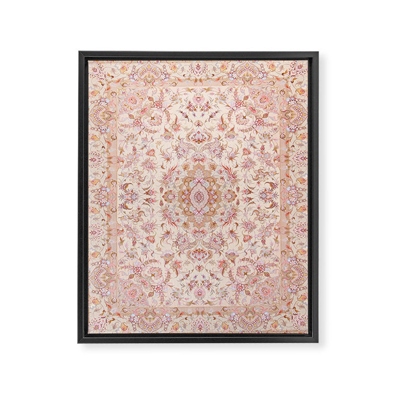 Antique Pastel Peach Tabriz Persian Framed Canvas Print Gallery Image 6