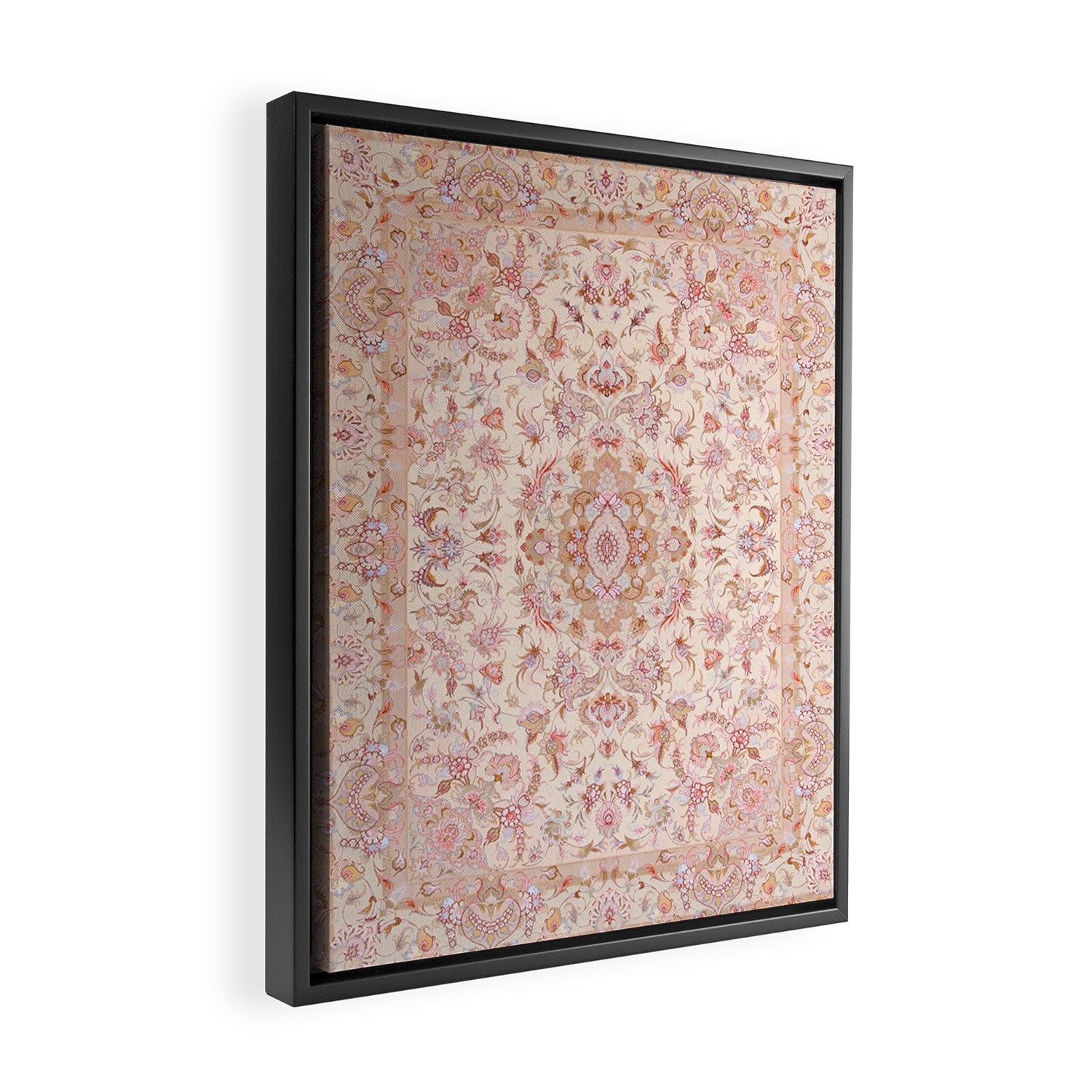 Antique Pastel Peach Tabriz Persian Framed Canvas Print Gallery Image 2