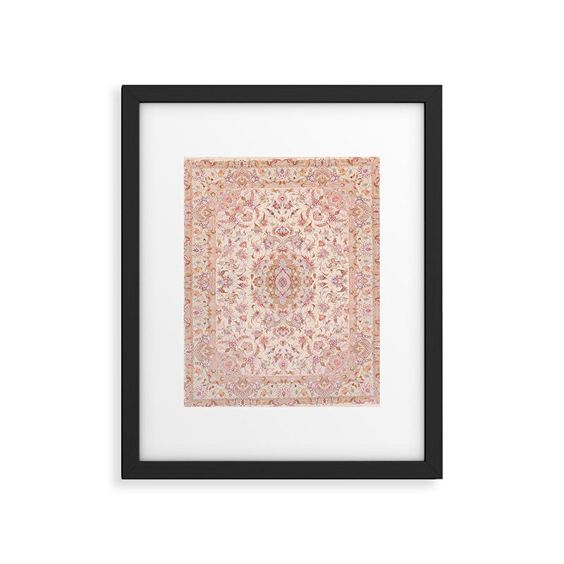 Antique Pastel Peach Tabriz Persian Framed Art Print Gallery Image 5