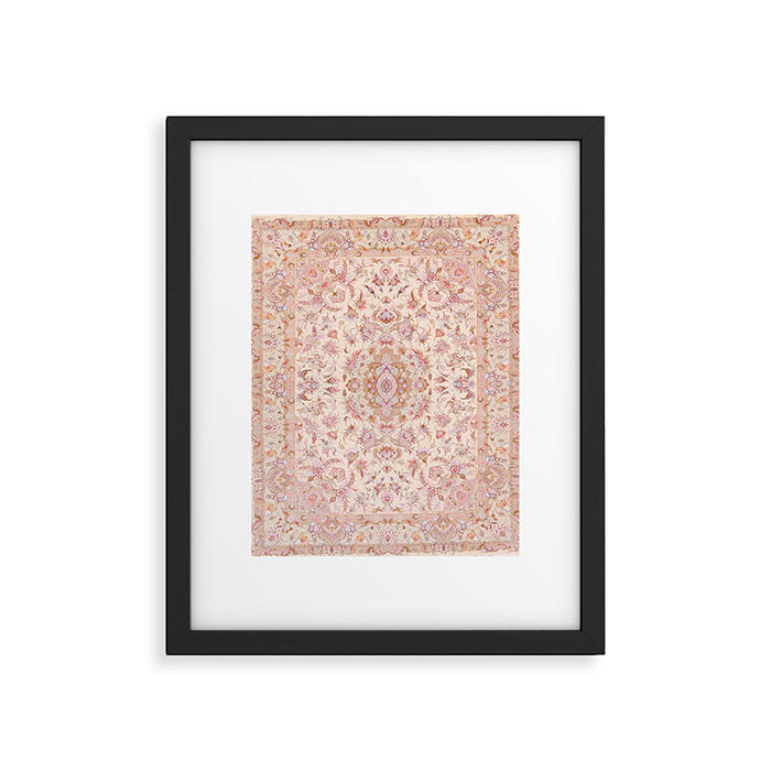 Antique Pastel Peach Tabriz Persian Framed Art Print Gallery Image 1