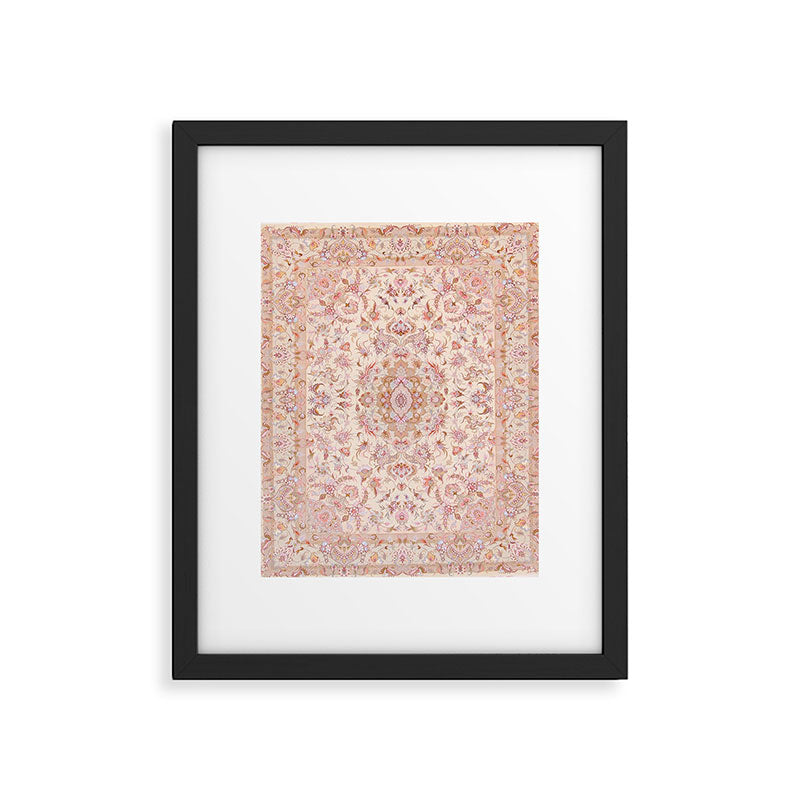 Antique Pastel Peach Tabriz Persian Framed Art Print Gallery Image 4