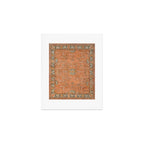 Antique Peach Apricot & Sage Green Turkish Ushak Rug Print Art Print Gallery Image 1