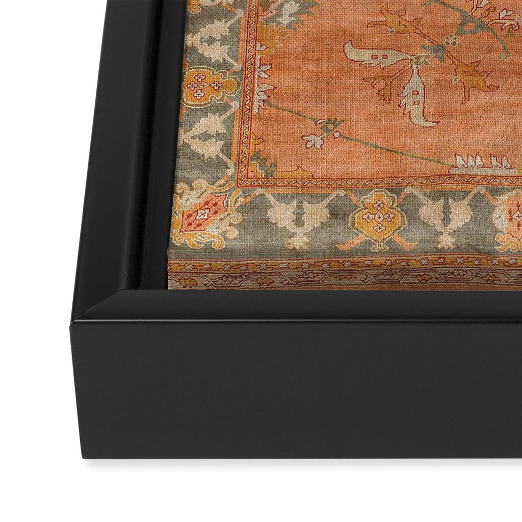 Antique Peach Apricot & Sage Green Turkish Ushak Rug Print Framed Canvas Print Gallery Image 3