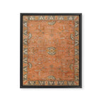 Antique Peach Apricot & Sage Green Turkish Ushak Rug Print Framed Canvas Print Gallery Image 6