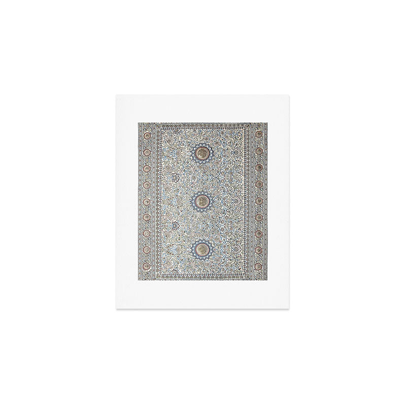 Antique Persian Cream Blue Pearl Carpet Art Print Gallery Image 1