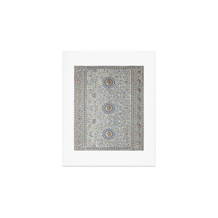 Antique Persian Cream Blue Pearl Carpet Art Print Gallery Image 1