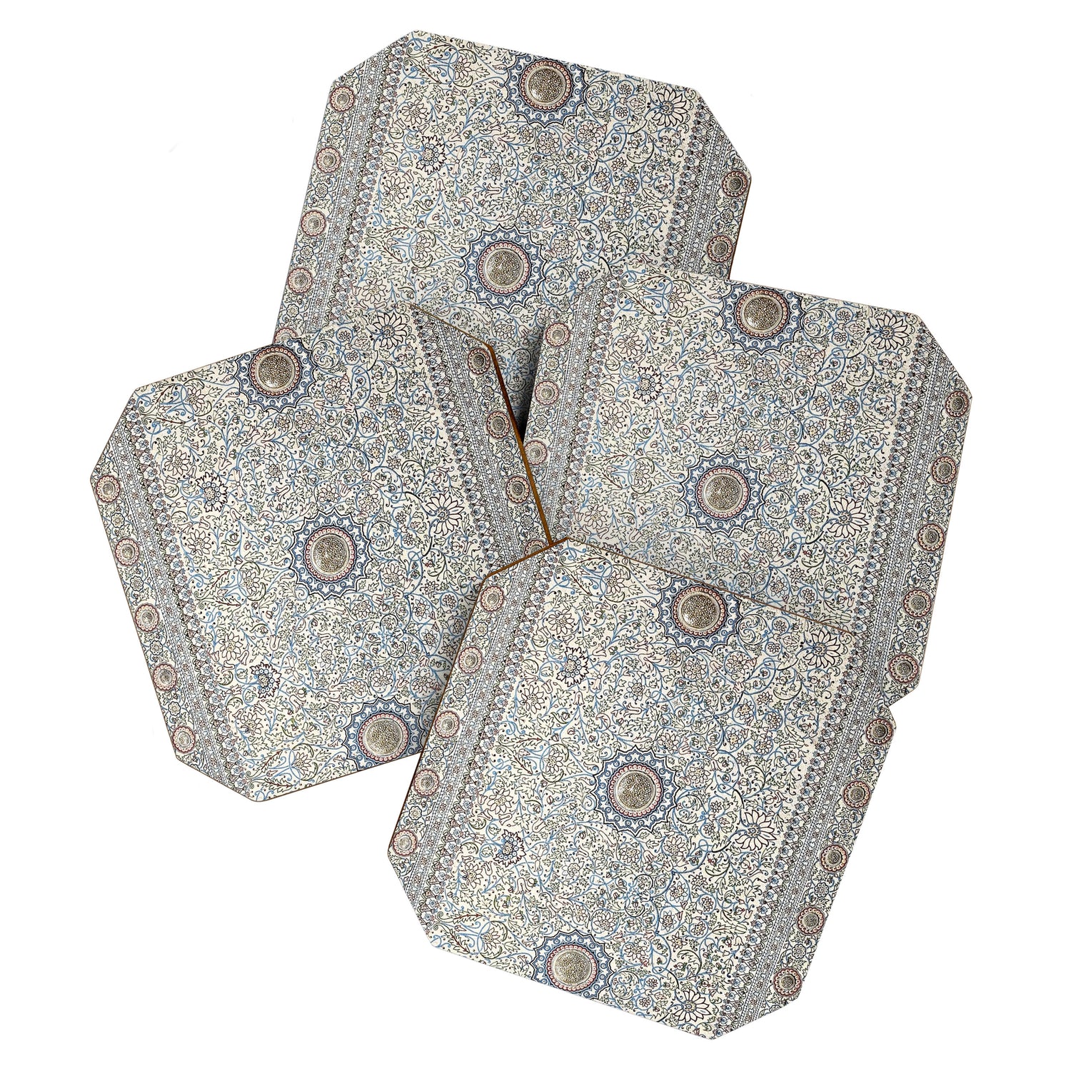 Antique Persian Cream Blue Pearl Carpet Coaster Gallery Image 1