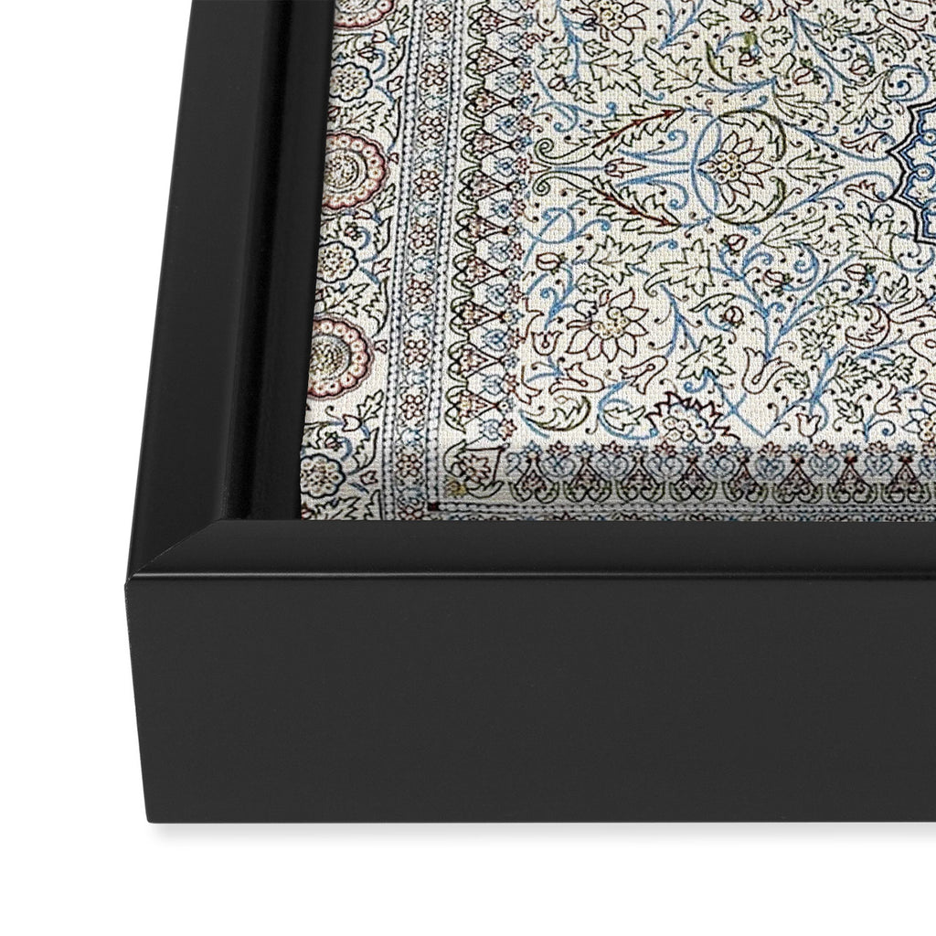Antique Persian Cream Blue Pearl Carpet Framed Canvas Print Gallery Image 3