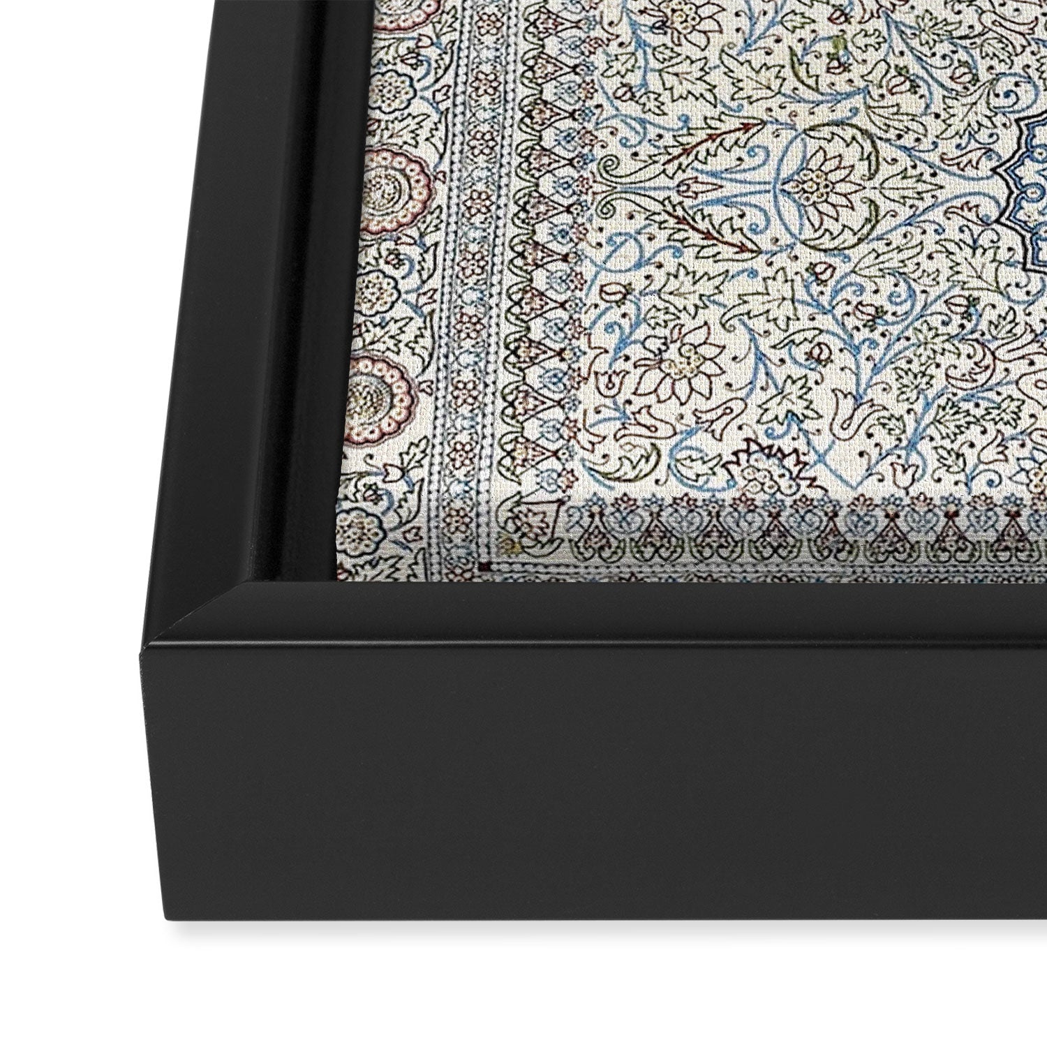 Antique Persian Cream Blue Pearl Carpet Framed Canvas Print Gallery Image 3