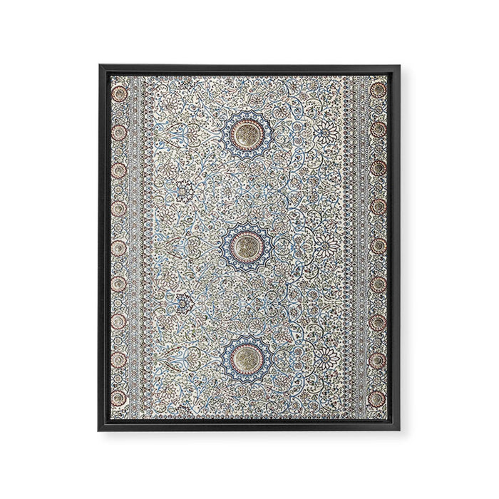 Antique Persian Cream Blue Pearl Carpet Framed Canvas Print Gallery Image 1