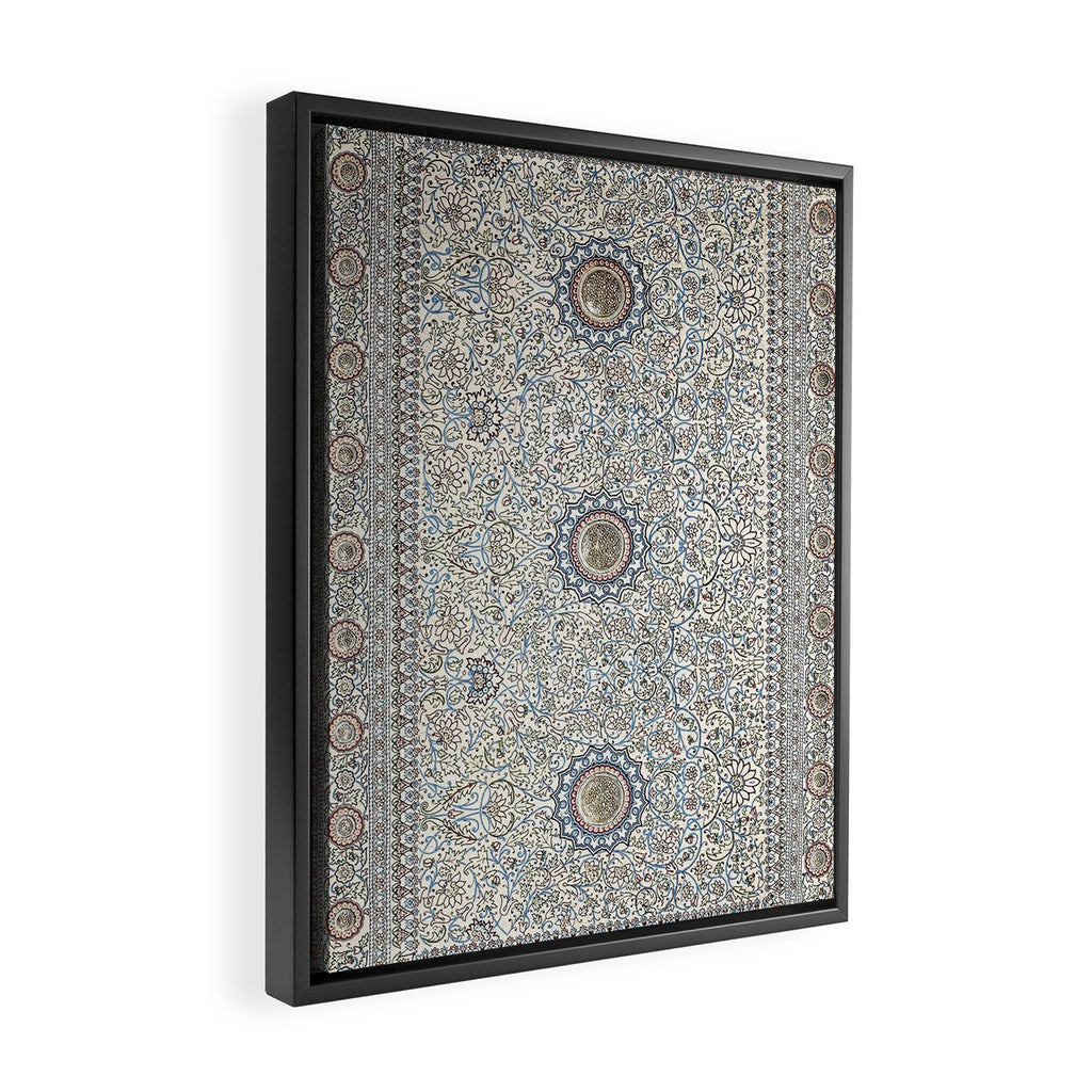 Antique Persian Cream Blue Pearl Carpet Framed Canvas Print Gallery Image 2